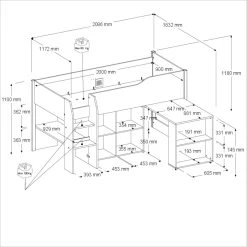 Lit Combiné Moscon 90x200 - Blanc/chêne 19 Lit Combiné Moscon 90x200 - Blanc/chêne -Magasin De Meubles 2530comb picto mm 3768