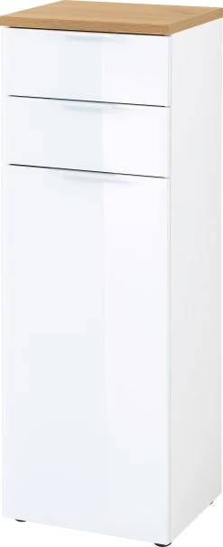 Armoire De Salle De Bains Sepp Avec 1 Porte & 2 Tiroirs - Blanc/chêne -Magasin De Meubles 2753 513 pe a cut 05b3