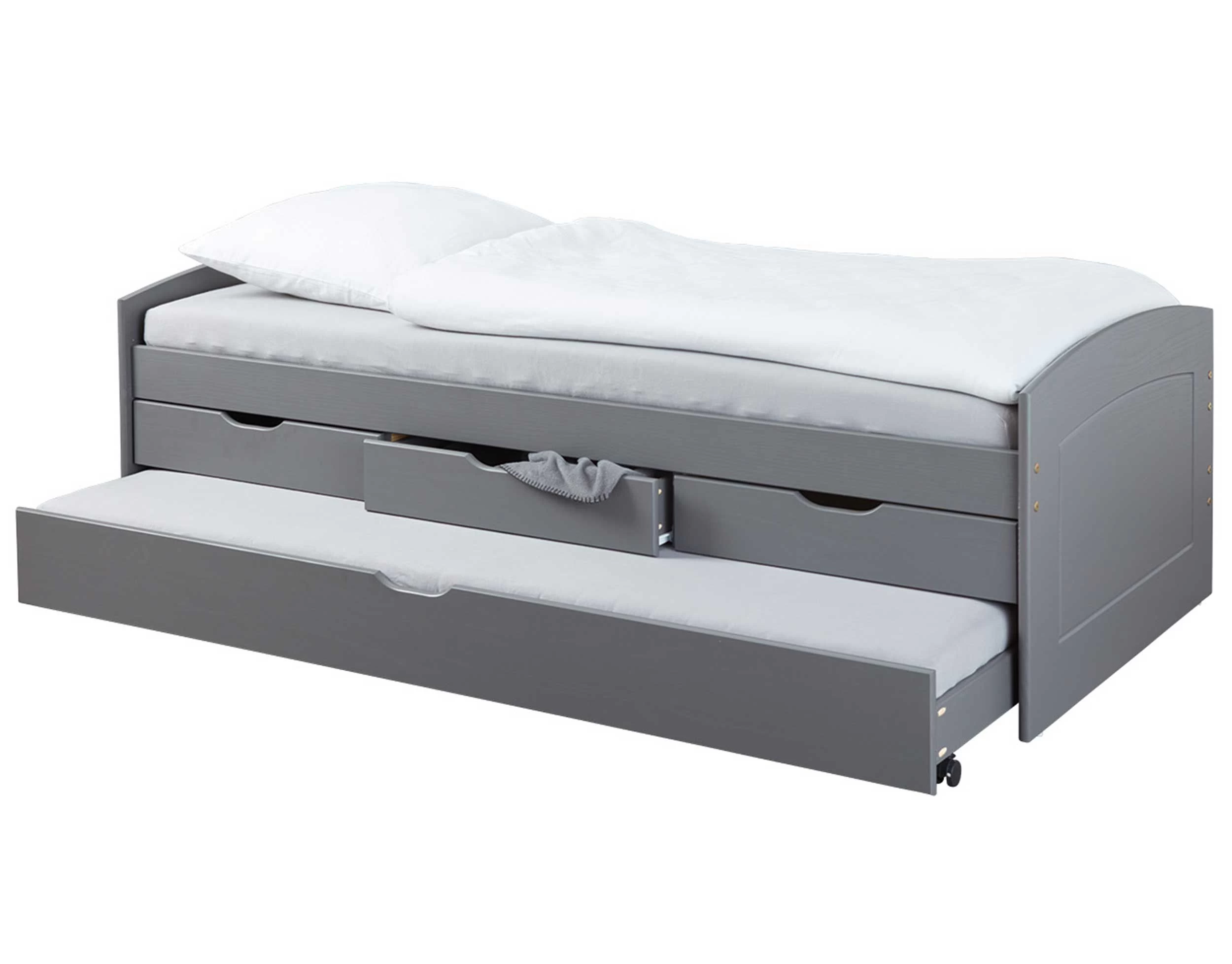 Lit Banquette Gigogne Rieka Avec Tiroirs - Gris 5 Lit Banquette Gigogne Rieka Avec Tiroirs - Gris – Image 5