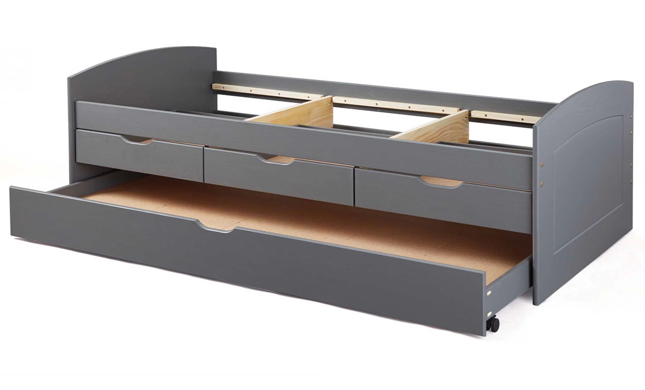 Lit Banquette Gigogne Rieka Avec Tiroirs - Gris 4 Lit Banquette Gigogne Rieka Avec Tiroirs - Gris – Image 4