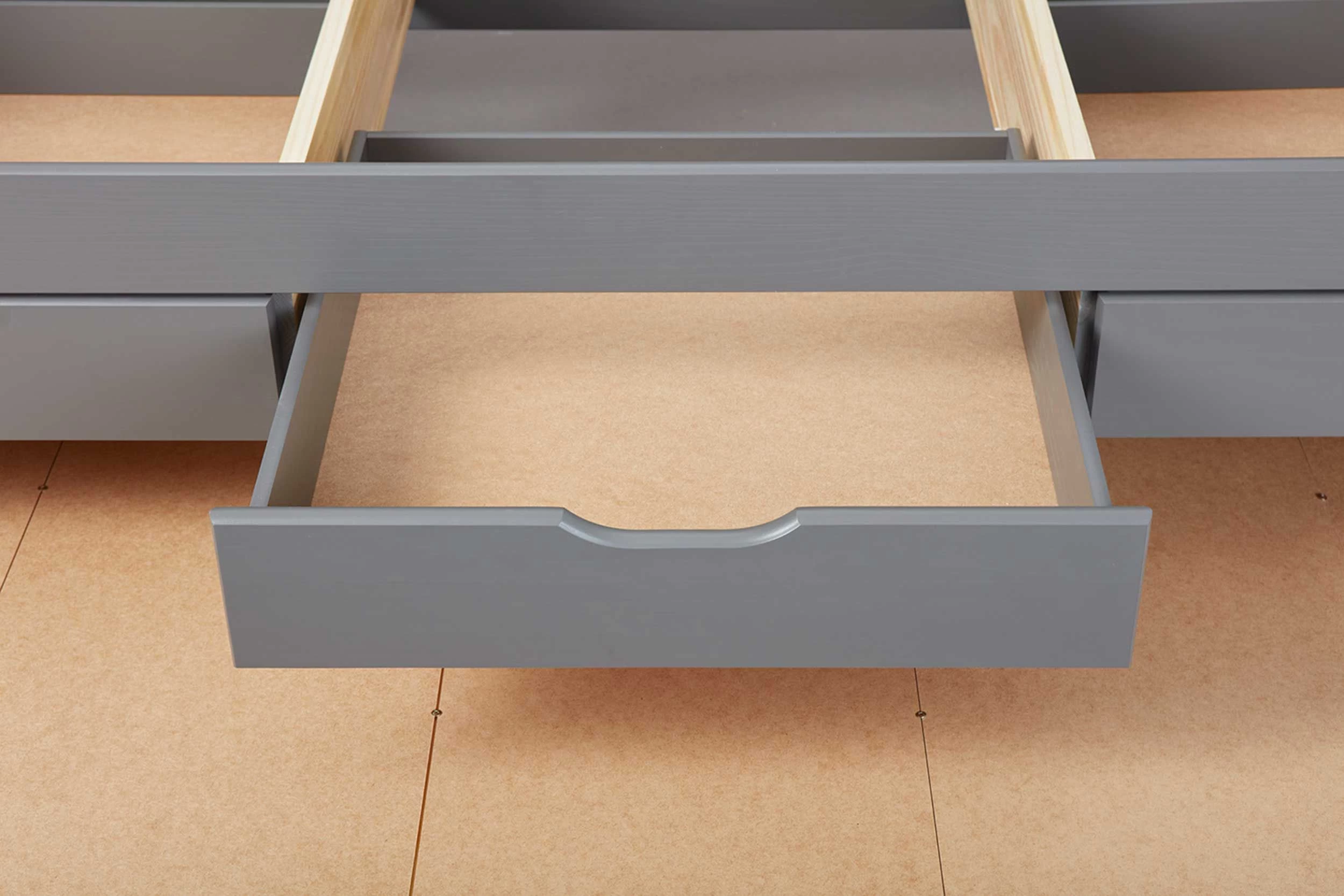 Lit Banquette Gigogne Rieka Avec Tiroirs - Gris 6 Lit Banquette Gigogne Rieka Avec Tiroirs - Gris – Image 6