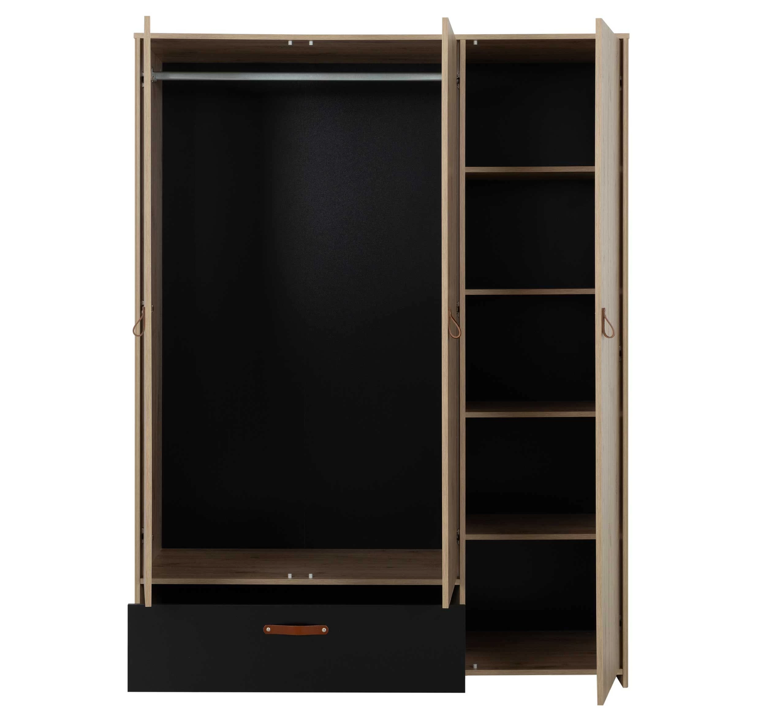 Armoire Liam 152cm Avec 3 Portes & 1 Tiroir - Chêne Artisan 2 Armoire Liam 152cm Avec 3 Portes & 1 Tiroir - Chêne Artisan – Image 2