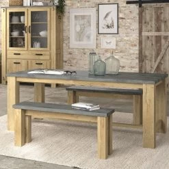 Table à Manger Extensible Louane 192x97cm, Rallonge Excl. - Chêne/béton