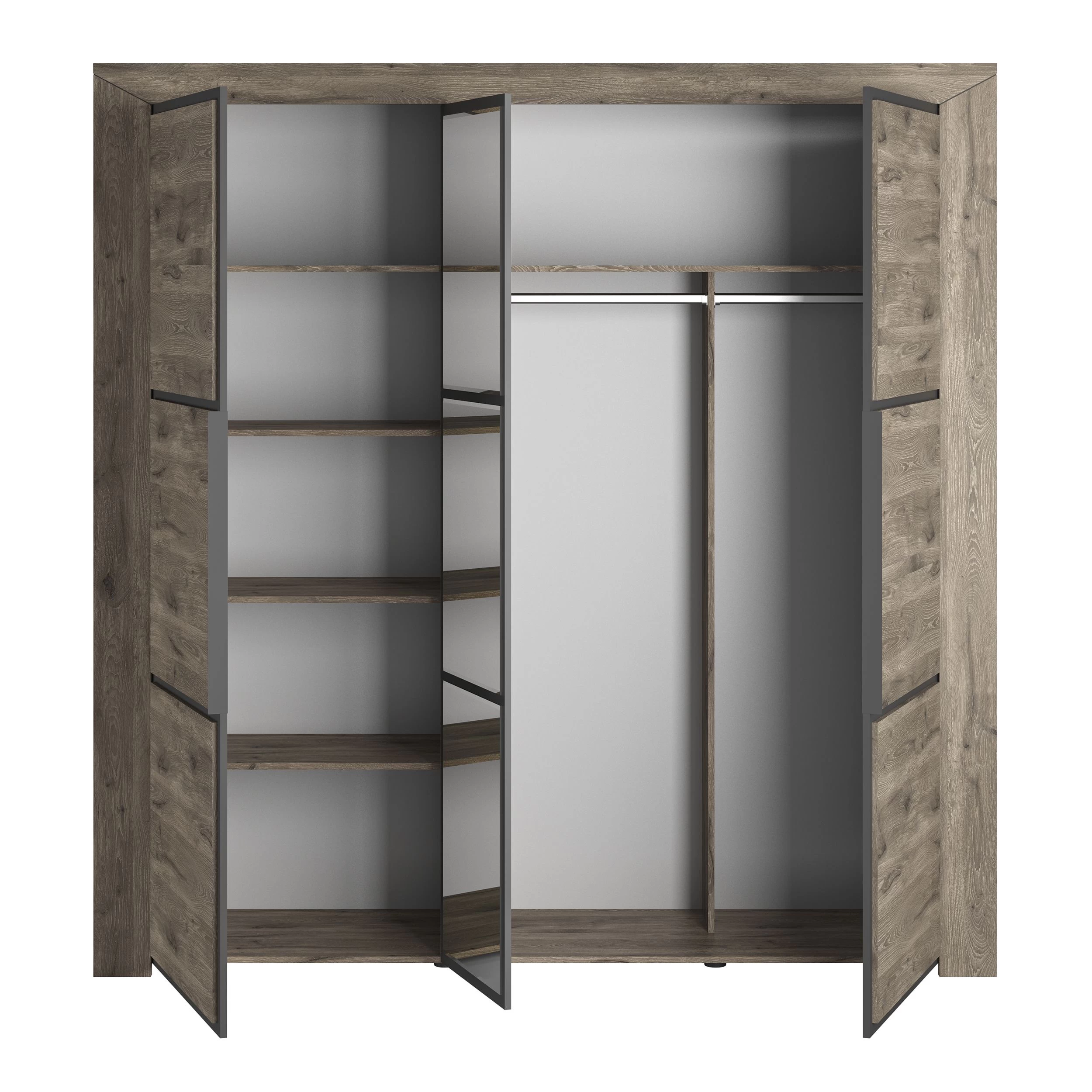 Armoire East Avec 3 Portes Et Miroir - Chêne Foncé 5 Armoire East Avec 3 Portes Et Miroir - Chêne Foncé – Image 5