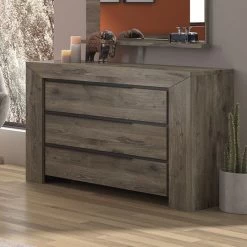 Commode East 3 Tiroirs - Chêne Foncé