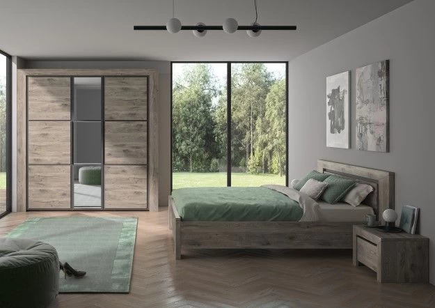 Armoire East Avec 3 Portes Et Miroir - Chêne Foncé 2 Armoire East Avec 3 Portes Et Miroir - Chêne Foncé – Image 2