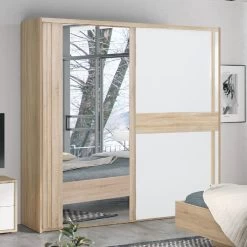 Armoire Alto 221cm, 2 Portes & Miroir - Chêne Sonoma