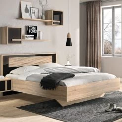 Lit Double Alto 180x200cm - Chêne/noir