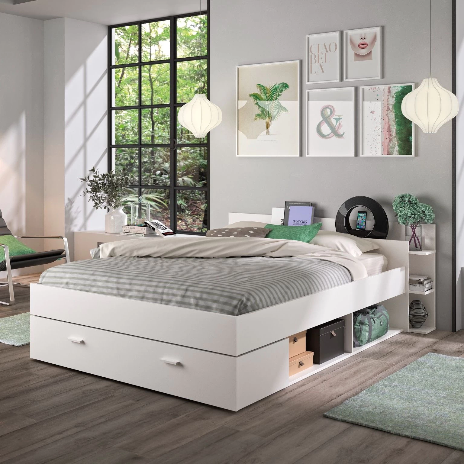 Lit Double Vacio 180x200 - Blanc 1 Lit Double Vacio 180x200 - Blanc