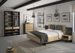 Lit Marzano 140x200cm Avec Deux Tables De Chevet - Helvezia Chêne -Magasin De Meubles 2 MIMIZAN CH3C MH3C 05 A 01 7e71