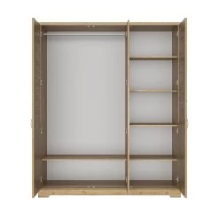 Armoire Wanda 170 Cm 3 Portes & Miroir - Châtaignier Marron -Magasin De Meubles 2 THELMA CH0E MH2C 05 1H2C180 02 a6e8