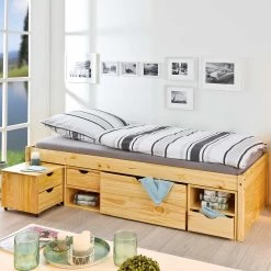 Lit Banquette Xavier Avec Rangements - Nature