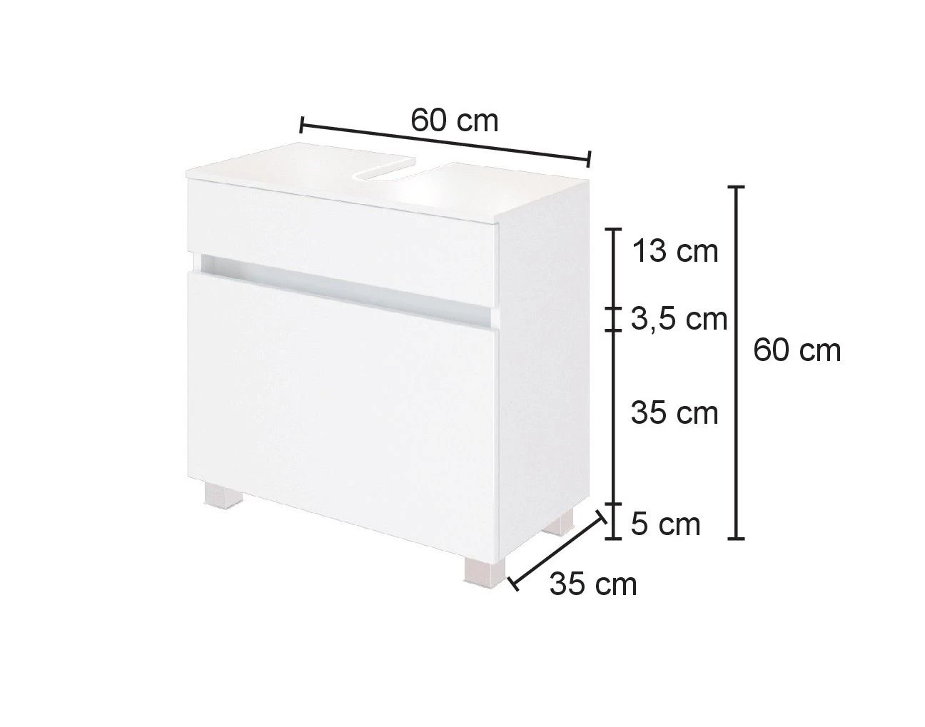 Meuble Sous Lavabo Luna 60cm 1 Tiroir - Graphite/chêne 7 Meuble Sous Lavabo Luna 60cm 1 Tiroir - Graphite/chêne – Image 7