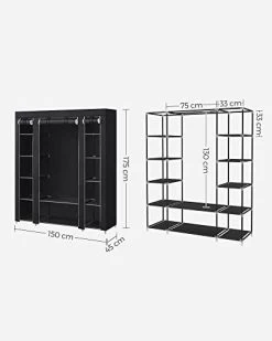 Songmics Armoire Portable, Placard Pliable, 150x45x175 Cm, Noir -Magasin De Meubles 31Oiq3ArpcL. SL500 ddb8