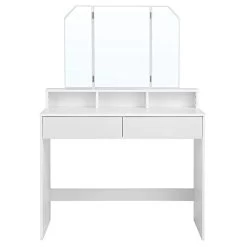 Coiffeuse Blanche De Style Moderne Avec 2 Tiroirs, Miroir Triplé -Magasin De Meubles 31rJy74jKaL. SL500 69a3