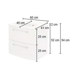 Meuble Lavabo Gene 60cm 2 Tiroirs - Blanc/chêne Gris -Magasin De Meubles 332.1.0140 5 1 e422