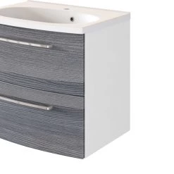 Meuble Lavabo Gene 60cm 2 Tiroirs - Blanc/chêne Gris -Magasin De Meubles 332.1.0163 6b d951