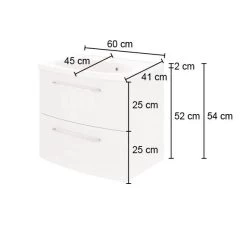 Meuble Lavabo Gene 60cm 2 Tiroirs - Chêne Wotan/gris Clair Mat -Magasin De Meubles 332.1.8133 5 ad93
