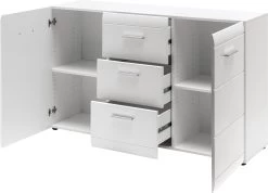 Bahut Allan 144cm Avec 2 Portes & 3 Lades - Blanc -Magasin De Meubles 3580 84 pe open a cut 974b