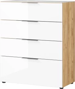 Chiffonnier Dudek 83cm Avec 4 Tiroirs - Blanc/chêne -Magasin De Meubles 3695 242 pe abc cut 7e6a