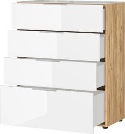 Chiffonnier Dudek 83cm Avec 4 Tiroirs - Blanc/chêne -Magasin De Meubles 3695 242 pe open a 32d4