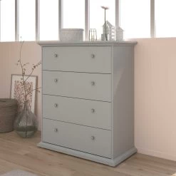 Commode Morgane 4 Tiroirs - Gris
