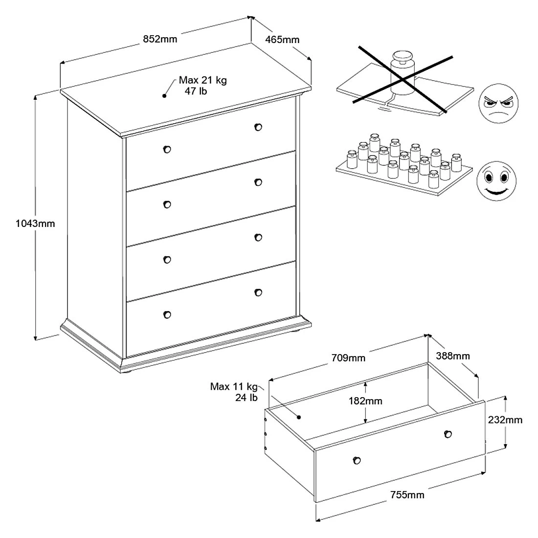 Commode Morgane 4 Tiroirs - Gris 2 Commode Morgane 4 Tiroirs - Gris – Image 2