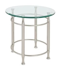 Table D'appoint Rochelle 58x43cm - Métal/verre
