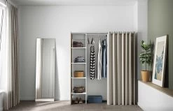 Armoire Spike 123/160cm Avec Rideau - Chêne/écru -Magasin De Meubles 4020A0377R00 Tom 1 Column natural oak and ecru 1 5d61