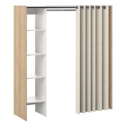 Armoire Spike 123/160cm Avec Rideau - Chêne/écru -Magasin De Meubles 4020A0377R00 Tom 1 Column natural oak and ecru 2 97be