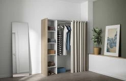 Armoire Spike 123/160cm Avec Rideau - Chêne/écru -Magasin De Meubles 4020A0377R00 Tom 1 Column natural oak and ecru 7 392c