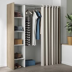 Armoire Spike 123/160cm Avec Rideau - Chêne/écru
