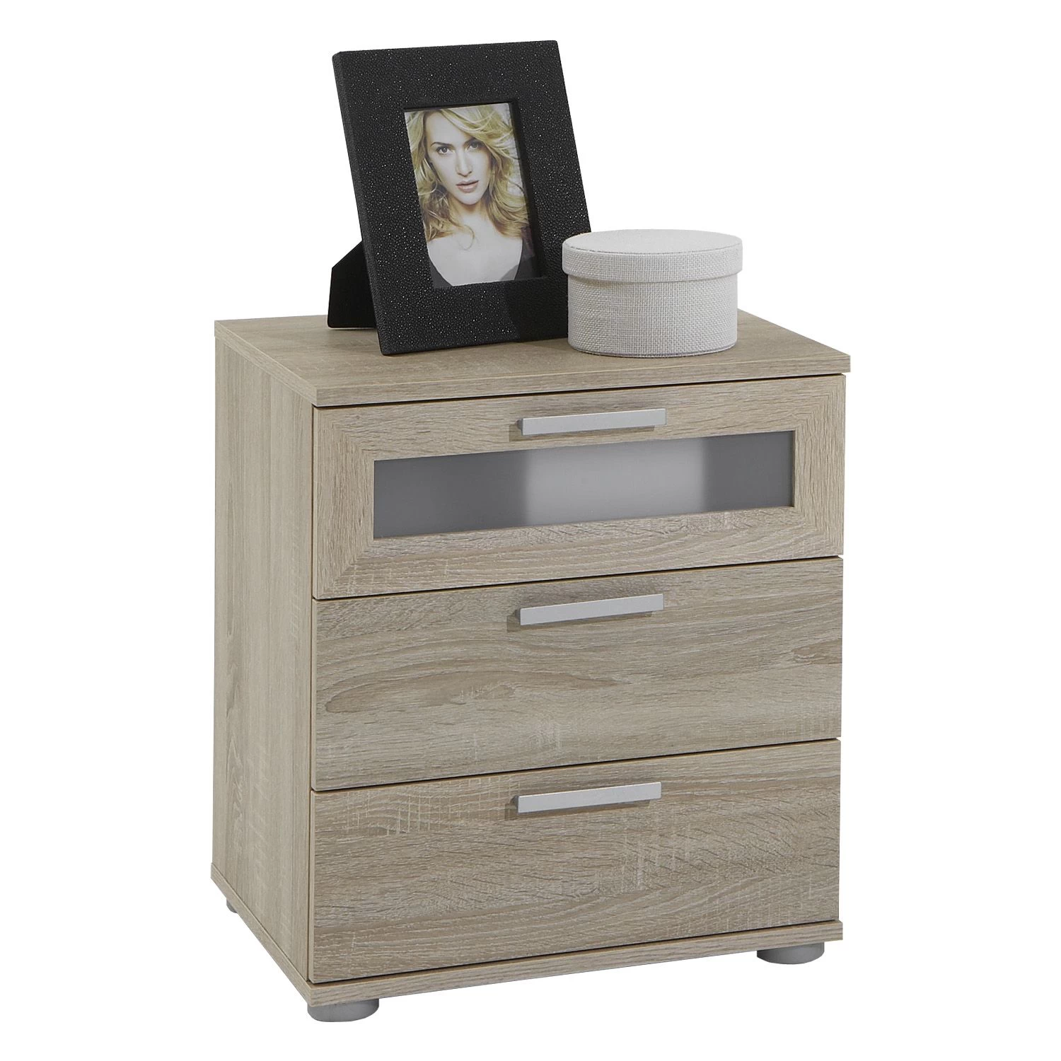 FMD Table De Chevet Jack à 3 Tiroirs - Chêne Brun 4 FMD Table De Chevet Jack à 3 Tiroirs - Chêne Brun – Image 4