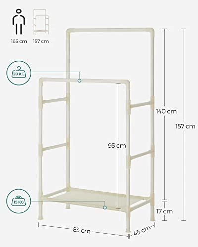 Songmics Porte-vêtements | 88x44x154cm | Fer/tissu/plastique 4 Songmics Porte-vêtements | 88x44x154cm | Fer/tissu/plastique – Image 4