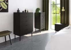 Chiffonnier Selma 80cm Avec 5 Tiroirs - Noir -Magasin De Meubles 412 black bedroom room sets 9400