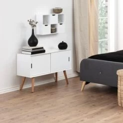 Commode Mistra 100cm, 2 Portes - Blanc