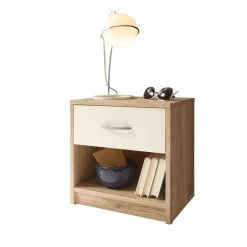Table De Chevet Beppu Avec 1 Tiroir - Chêne/blanc