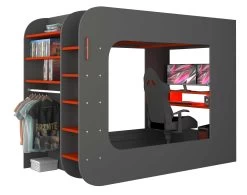 Lit Mezzanine Graham Avec Bureau Gamer 120x200cm - Anthracite/rouge 12 Lit Mezzanine Graham Avec Bureau Gamer 120x200cm - Anthracite/rouge -Magasin De Meubles 5000 200 6871