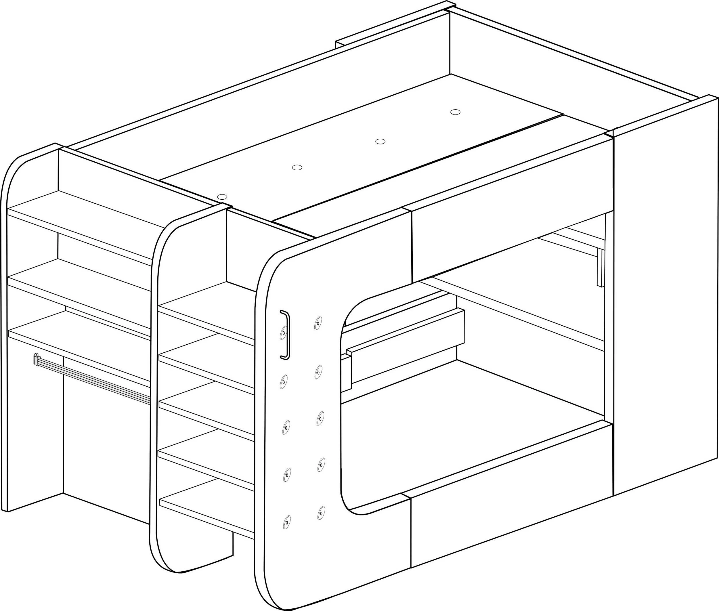 Lit Mezzanine Graham Avec Bureau Gamer 120x200cm - Anthracite/rouge 4 Lit Mezzanine Graham Avec Bureau Gamer 120x200cm - Anthracite/rouge – Image 4