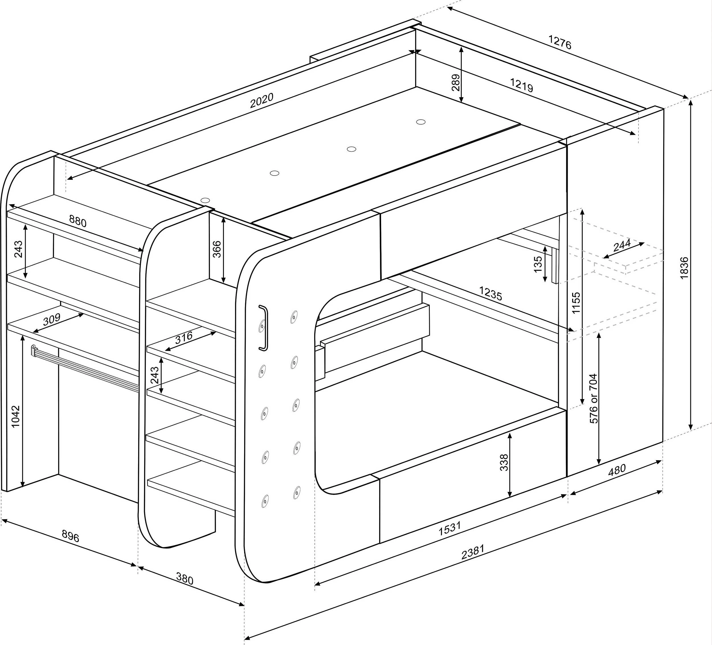 Lit Mezzanine Graham Avec Bureau Gamer 120x200cm - Anthracite/rouge 2 Lit Mezzanine Graham Avec Bureau Gamer 120x200cm - Anthracite/rouge – Image 2
