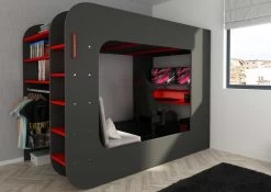 Lit Mezzanine Graham Avec Bureau Gamer 120x200cm - Anthracite/rouge 14 Lit Mezzanine Graham Avec Bureau Gamer 120x200cm - Anthracite/rouge -Magasin De Meubles 5000 5010 000 d8b5