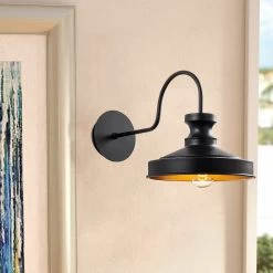 Lampe Murale Sheen | Corps En Métal | 22x42cm | Douille E27 | IP20 | Noir