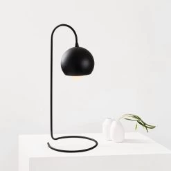 Lampe à Poser En Métal Brillant 14x23cm - Hauteur 56cm, Noir