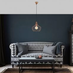 Lustre En Cuivre épuré Et Contemporain - 27 Cm De Diamètre - 126 Cm De Hauteur