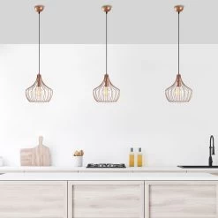 Lustre En Cuivre épuré Et Contemporain - 27 Cm De Diamètre - 126 Cm De Hauteur -Magasin De Meubles 525NOR1596 20 202 be6d