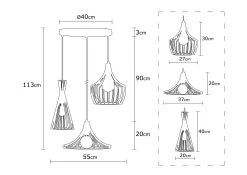 Lustre Noor" | 55 Cm Dia. | Hauteur Ajustable | Or -Magasin De Meubles 525NOR1618 20 207 e0a6