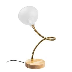 Lampe De Table Noor" - Corps En Métal - Base En Bois - Diamètre 16 Cm - Hauteur 52 Cm - Blanc -Magasin De Meubles 525NOR2108 20 204 7c87