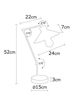Lampe De Table élégante Et Contemporaine | Luminaire Décoratif Moderne | Or | 24x52 Cm -Magasin De Meubles 525NOR2123 20 203 6598
