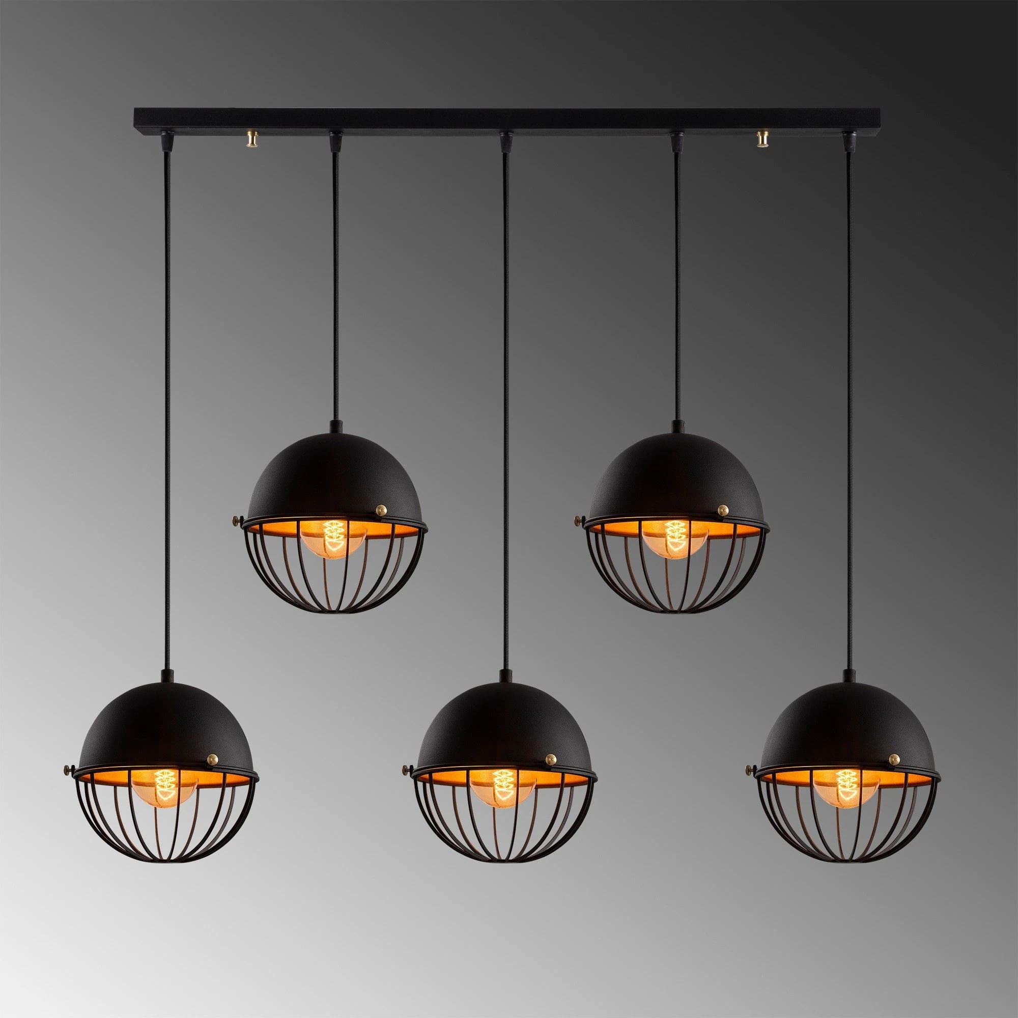 Lustre Contemporain épuré | Corps En Métal | Noir Et Or 5 Lustre Contemporain épuré | Corps En Métal | Noir Et Or – Image 5