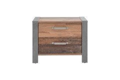 Table De Chevet Hamsik 60cm Avec 2 Tiroirs - Vieux Style/béton 5 Table De Chevet Hamsik 60cm Avec 2 Tiroirs - Vieux Style/béton – Image 5
